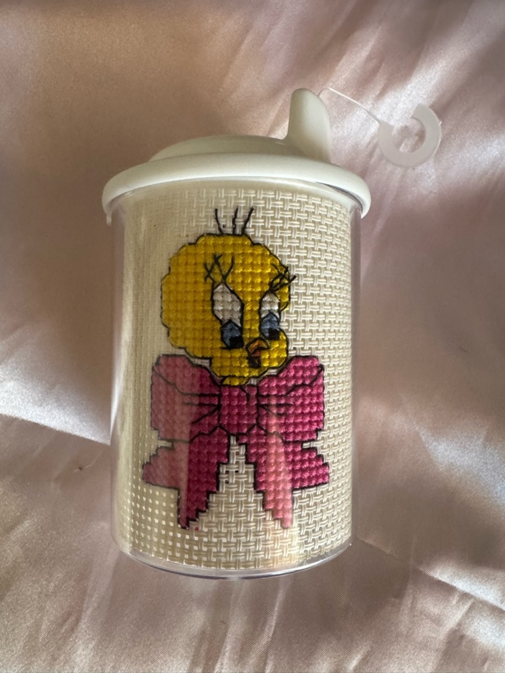 Tweety Bird Embroidered Hanging Bird Toy - Pink & Yellow